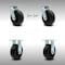 Service Caster 6 Inch SS Polyolefin Caster Set with Roller Bearings 2 Swivel Lock 2 Rigid SCC SCC-SS30S620-POR-BSL-2-R-2 - alternate 1